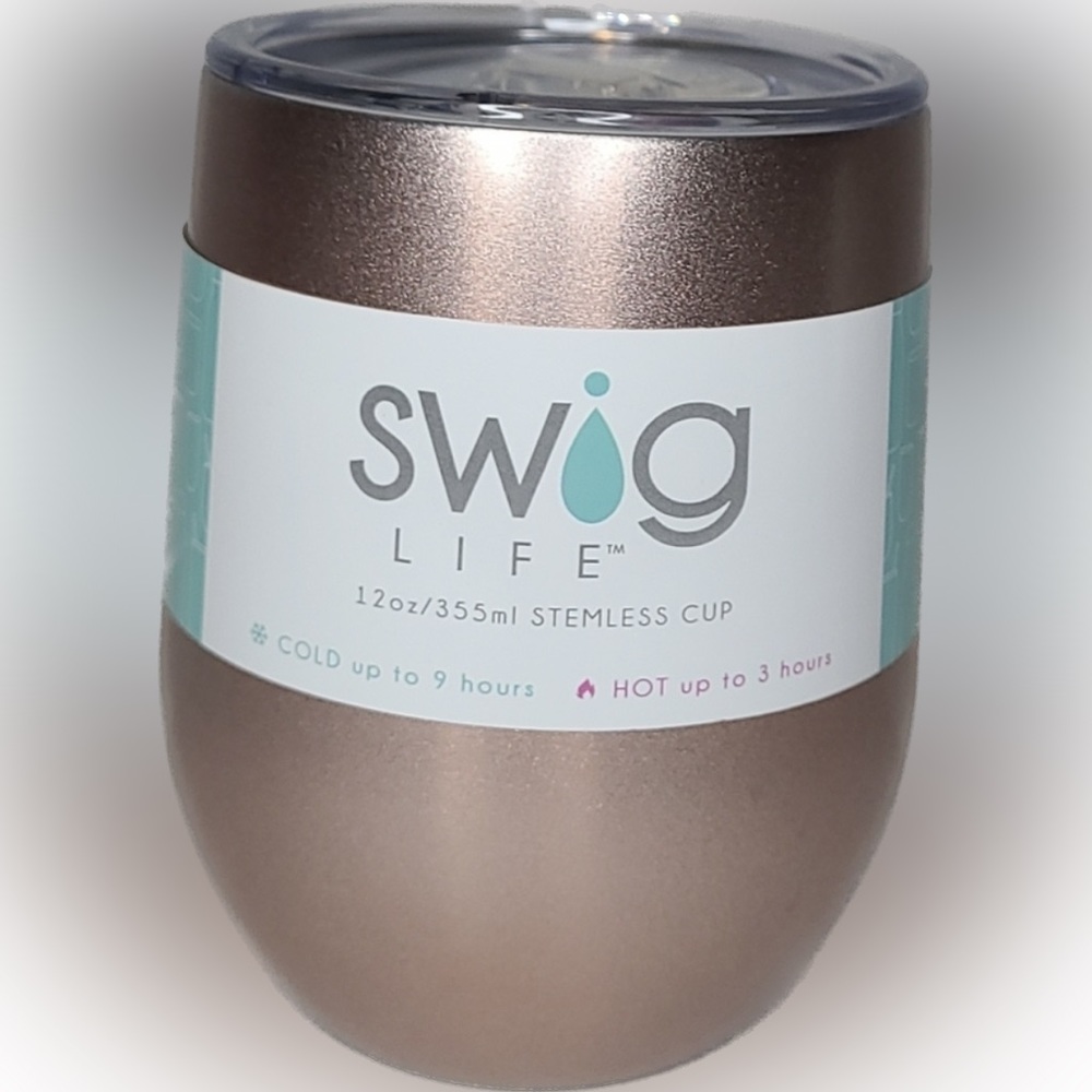 Swig 12oz Stemless Wine Cup in Rose Gold